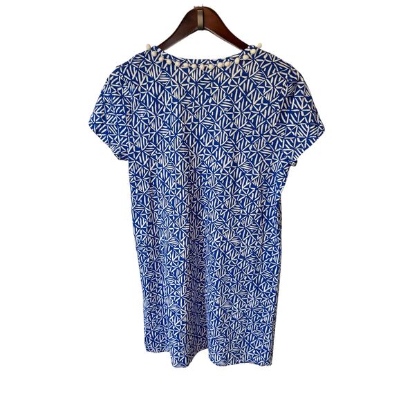 LILLY PULITZER Etta Pompom Shift Dress Corsica Print Blue Size Medium $98 MSRP - Picture 5 of 10
